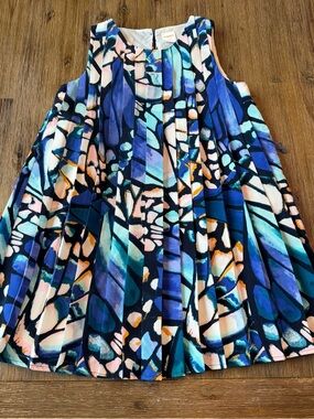 3/27$ Gymboree Girls Pleated Blue Abstract Print Dress size 7